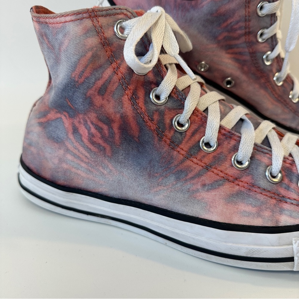 RARE HTF Converse Chuck Taylor All Star Hi Tie Dye Blue Red Coral Men's 9 Wms 11 - Picture 2 of 10